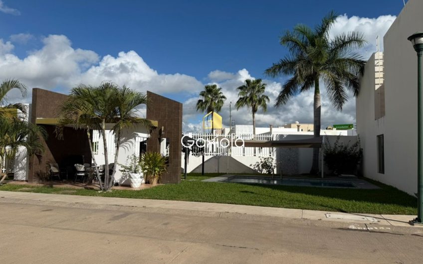 Se RENTA Casa amueblada en sector 3 rios, privada con acceso controlado y área común con alberca